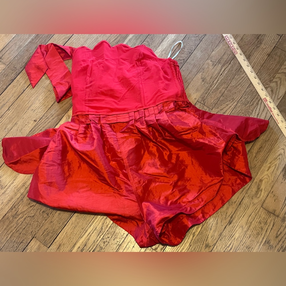 NWT Free People Filmore Romper Red Strapless XL NWT Mixed Media Belted Waist - Picture 9 of 10